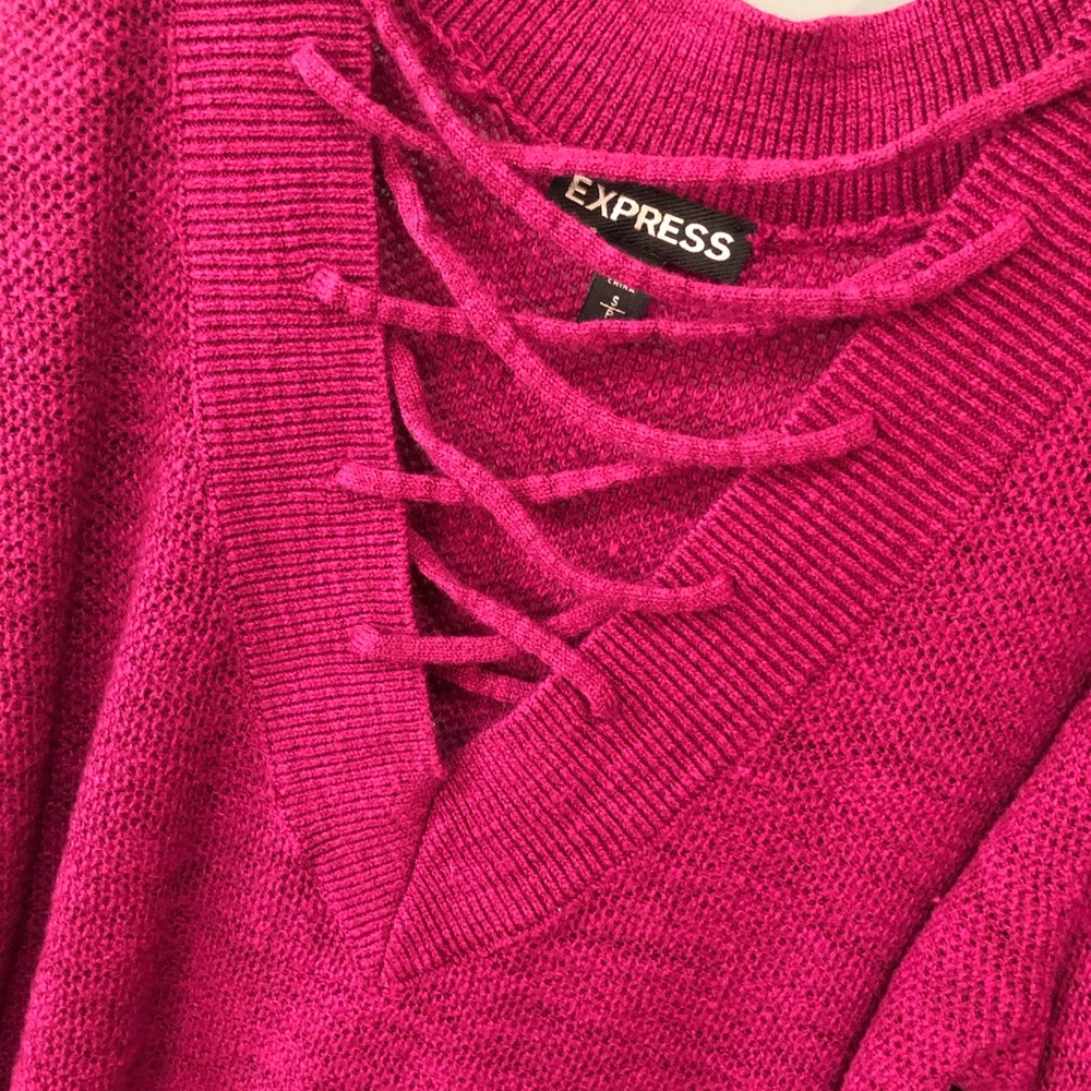 Express lace up cold shoulder top